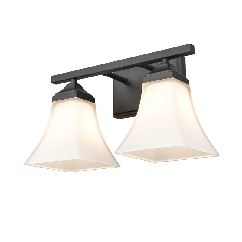 Millennium Lighting Metal 2 Light Vanity Fixture with Etched White Glass Shades
