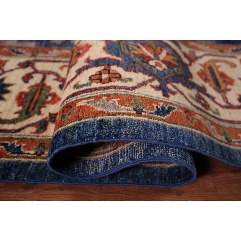 Blue Ziegler Vegetable Dye Area Rug Handmade Wool Carpet - 8'0" x 9'9"