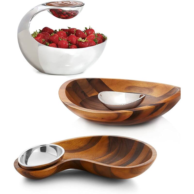 Nambe Braid Chip and Dip Bowl - 14.5" x 16.75" x 4.3"
