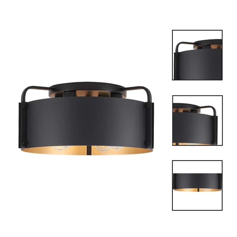 4 Light bulbs light black gold light fixture metal ceiling light - N/A