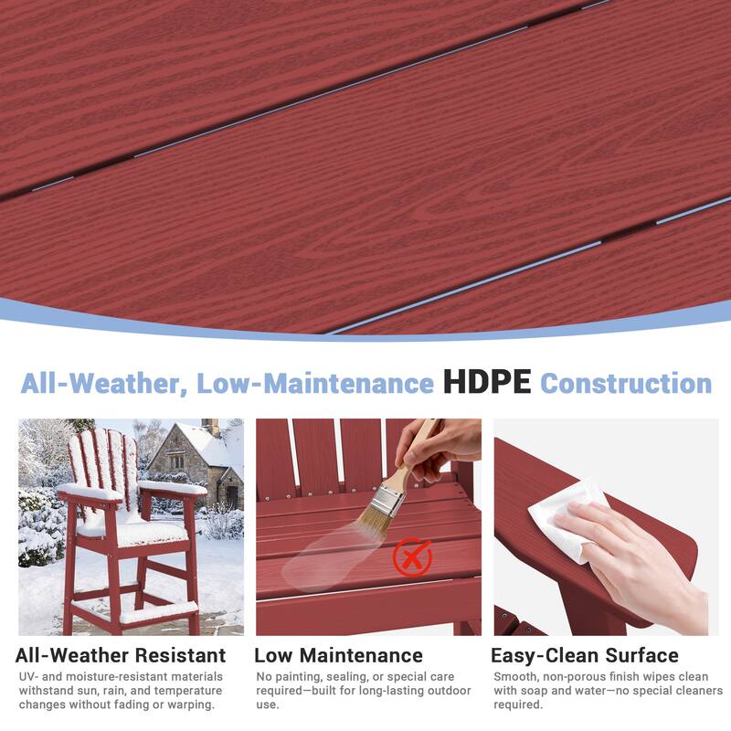 Outdoor Tall Adirondack Chair Set of 2 with Connecting Tray