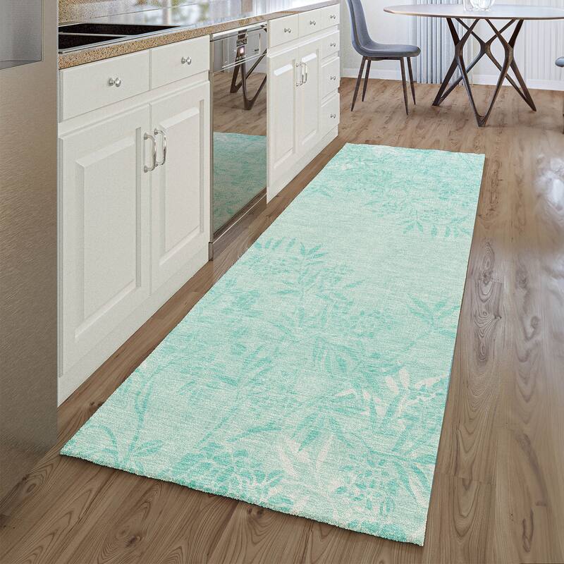 Premium Washable Super Soft Floral Imprints Mayfield Rug - Teal - 2' 3" x 7' 6" - Runner