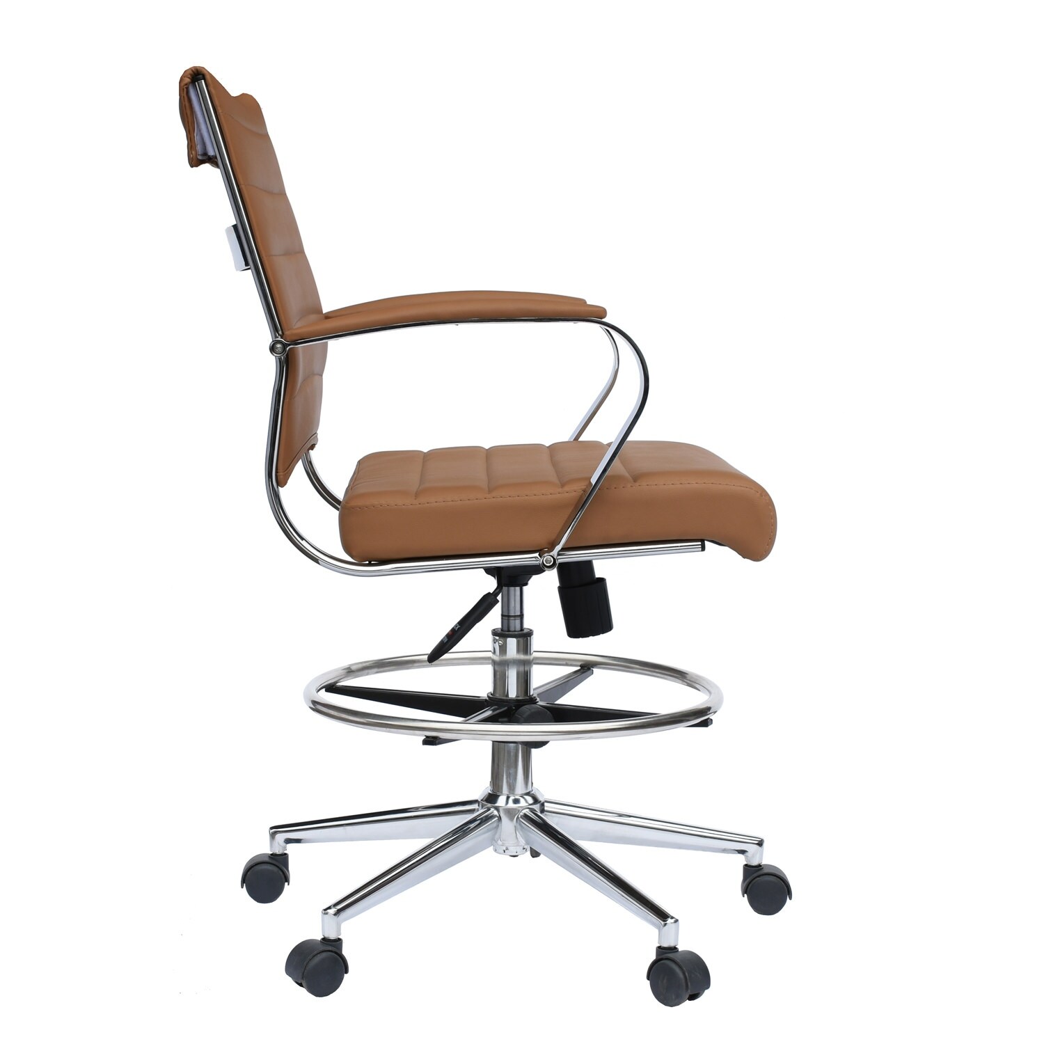 Shop Modern Designer Ergonomic Office Drafting Chair With Arms Ribbed Computer Tan Overstock 25861060
