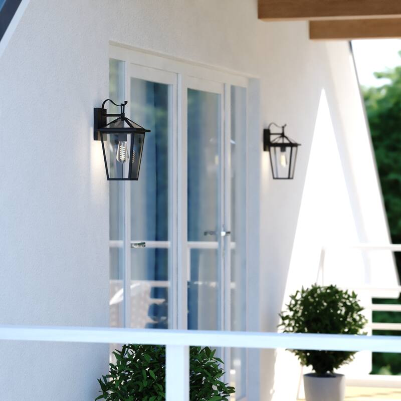 Derby Dusk to Dawn Outdoor Wall Light Lantern Clear Glass Shade, LED Compatible