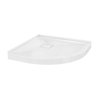 Marquette 36" X 36" Round Corner Double-Threshold Shower Pan Base With Center Drain In Glossy White - 36 x 36