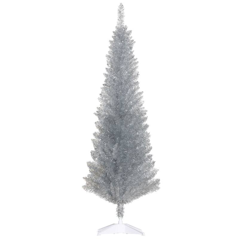 HOMCOM Artificial Pencil Tree - Slim, Realistic Branch Tips, Plastic Stand, Silver