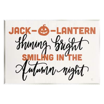 Stupell Autumn Jack-o-Lantern Phrase Wall Plaque Art Design by Fearfully Made Creations