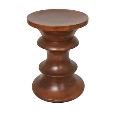 Wood Geometric Handmade Accent Table - Brown - Roche River Decor