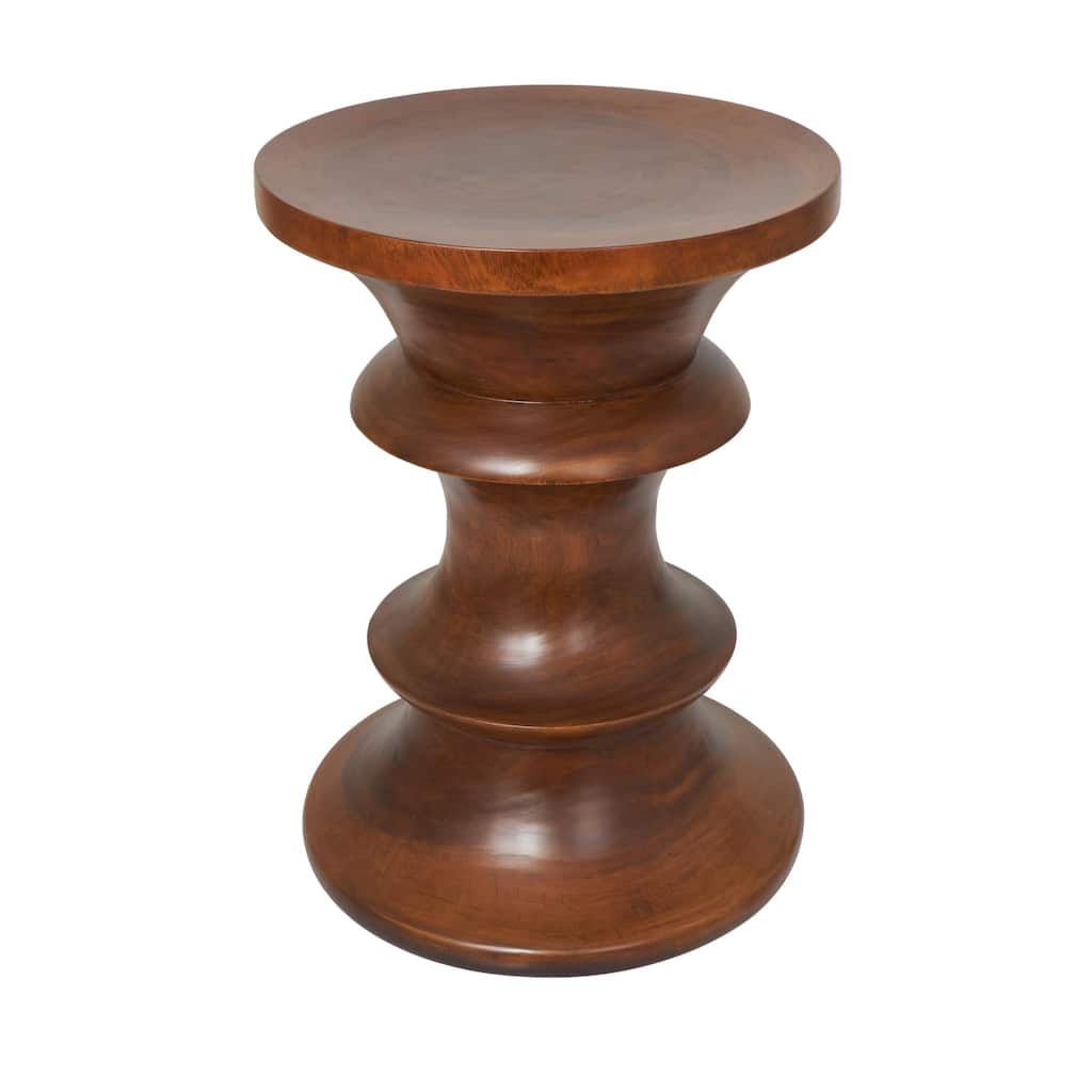 Wood Geometric Handmade Accent Table - Brown - Roche River Decor