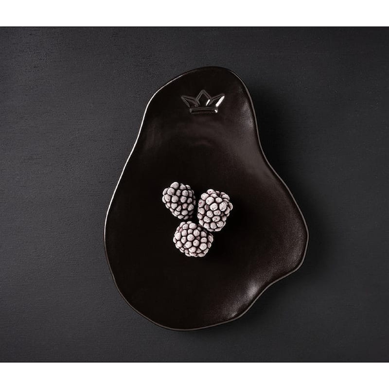 Appetizer Side Plate/Spoon Rest Ceramic Black Matt- Set of 4 - Black Matt