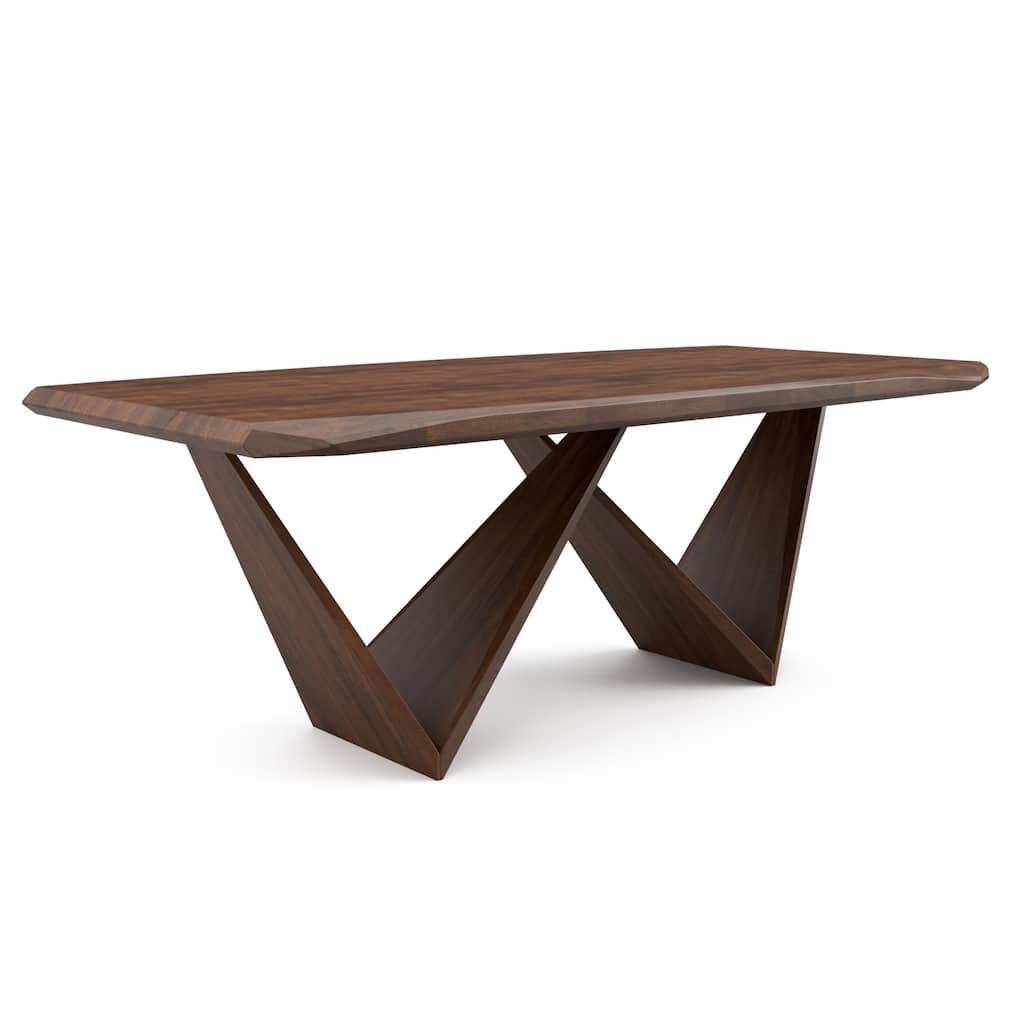 Furniture of America Abigail III Mid-Century Modern Walnut Handfinished Solid Wood 83-inch Dining Table