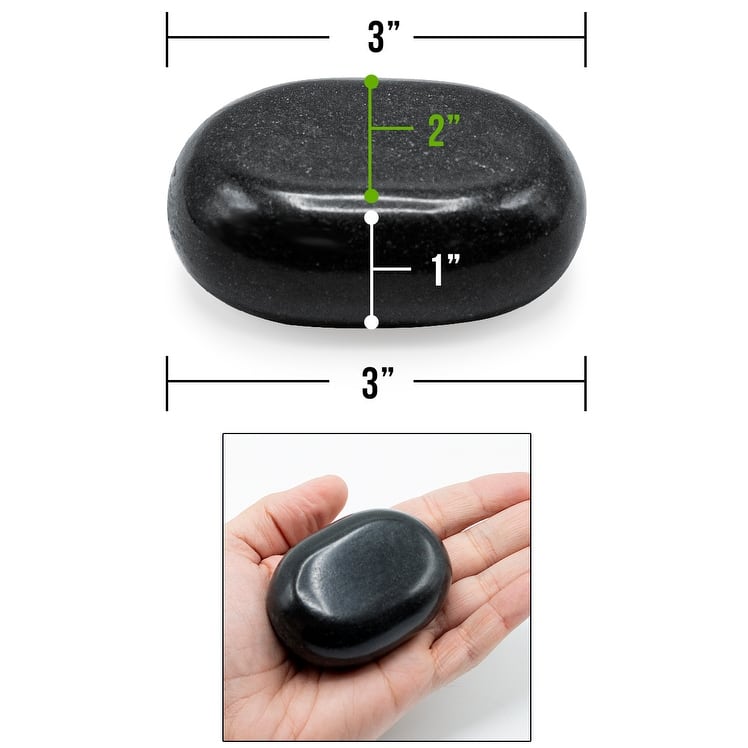 Sivan Health and Fitness 8-Piece Large Black Basalt Hot Stone Set, Great for Spas, Massage Therapy, Relaxation, and More