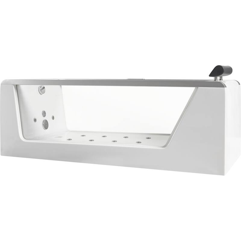 6 ft Clear Rectangular Acrylic Whirlpool Bathtub - White