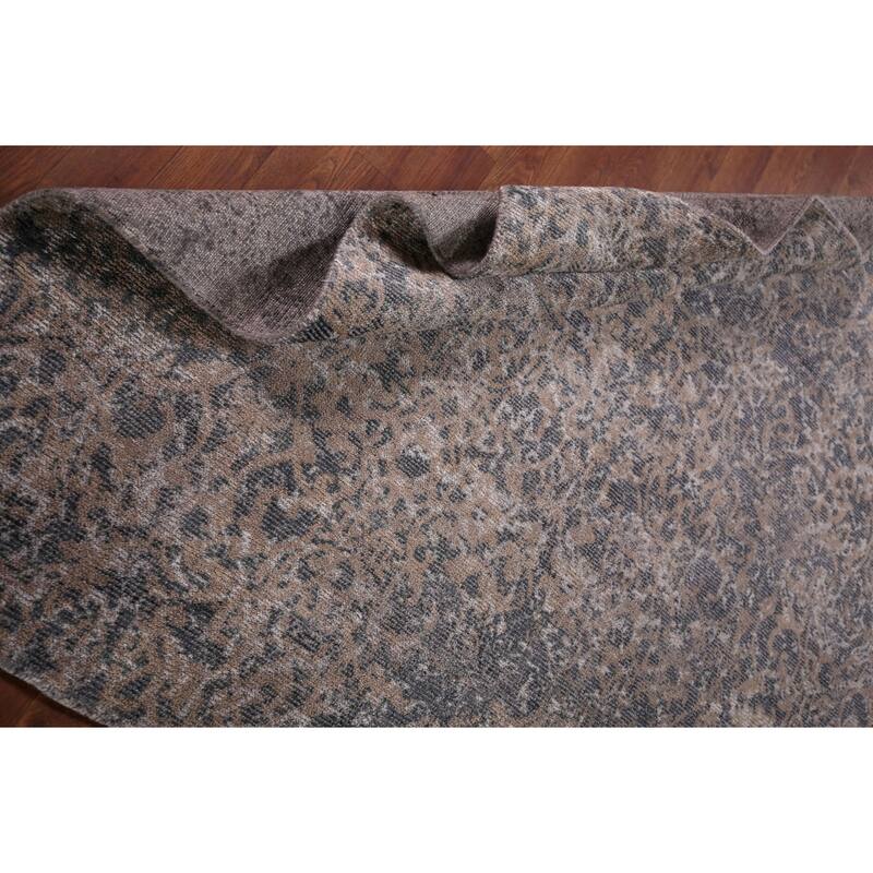 Contemporary Abstract Square Area Rug Hand-Knotted Wool Carpet - 5'2" X 4'11"