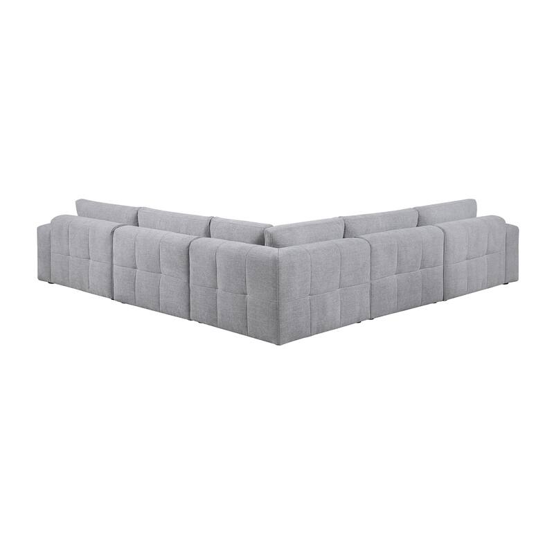 Mackay 143" Textured 5-Piece Modular Sectional Sofa with Armrest Tray