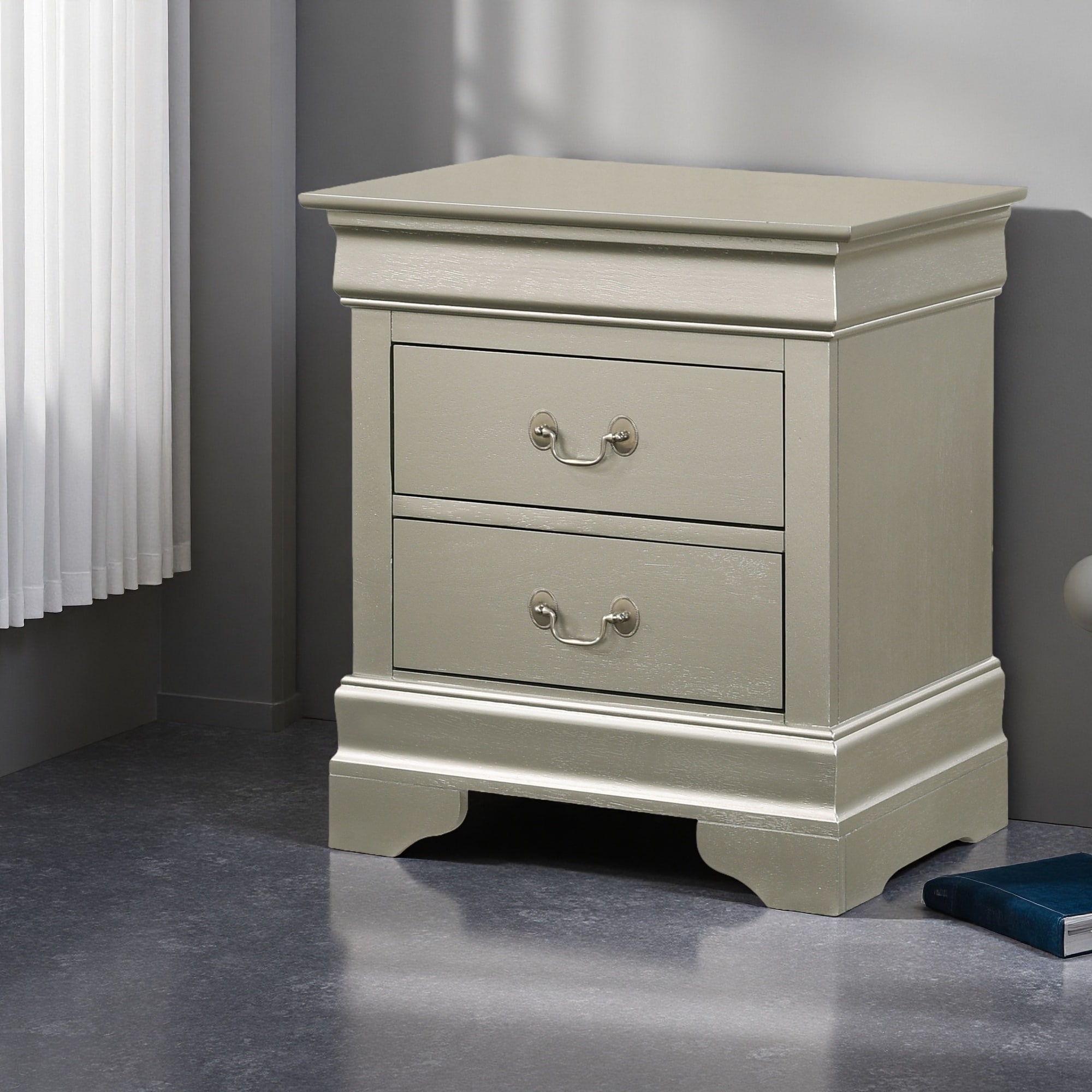 22"L Traditional Nightstand with Sturdy Construction, Elegant Finish and No Assembly Required