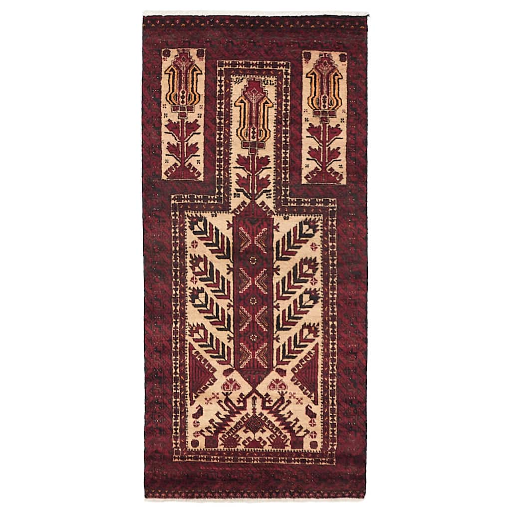 ECARPETGALLERY Hand-knotted Teimani Beige, Red Wool Rug - 2'10 x 6'3