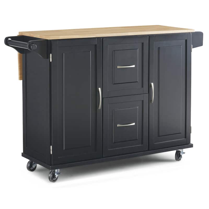 Homestyles Dolly Madison Black Wood Kitchen Cart - N/A - Kitchen Cart - Wood - Black