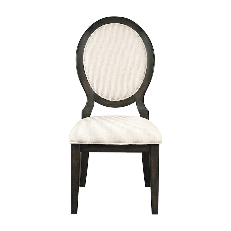 Brown/Cream Fabric Upholstered Wood Frame Dining Chair, Set of 2, Sturdy Dining Chair for Dining Rooms - 24.6