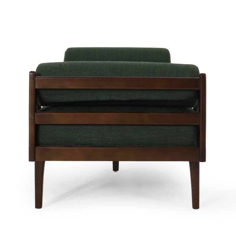 Modern 65" Button Tufted Chaise Lounge Chair with Bent Wood Desing and Rolled Accent Pillows