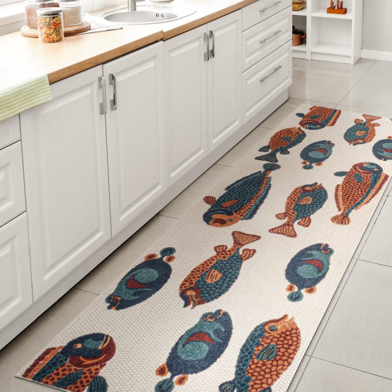 JONATHAN Y Aranciata Modern Fish High-Low Indoor/Outdoor Area Rug