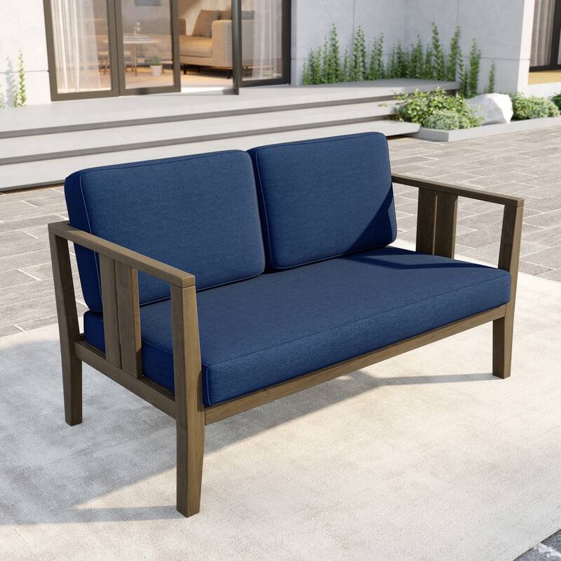 Outdoor Teak Solid Wood Patio Furniture Set Loveseat Armchair Table Collection