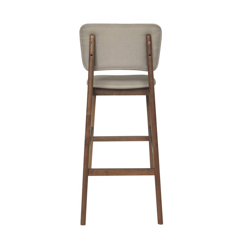 Mid-Century Modern Bar Stools With Soild Rubber Wood Frame, Set Of Two