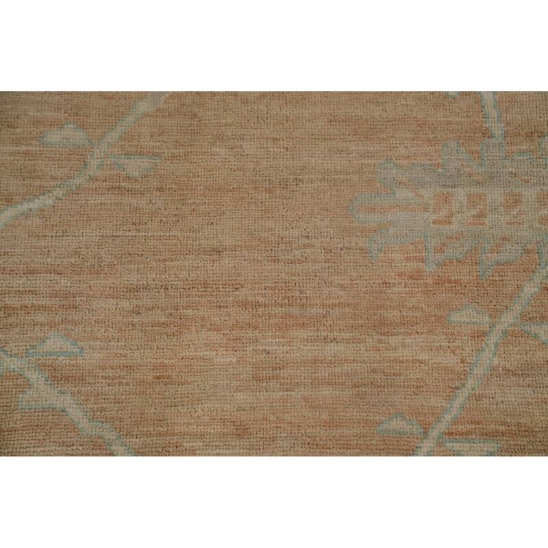 Hand Knotted Transitional Wool Orange Floral Area Rug - 15' 0'' X 12' 3''