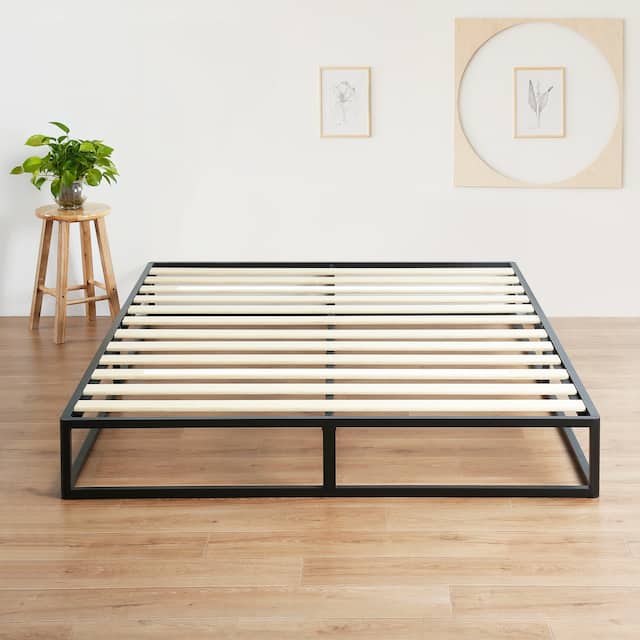 Sleeplanner 9-inch Dura Metal Platform Bed Frame-Wooden Slat - King