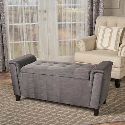 Alden Tufted Fabric Armed Storage Ottoman Bench by Christopher Knight Home
