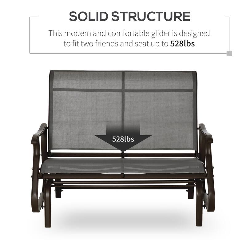 2-Person Outdoor Glider Bench，Patio Glider Loveseat Chair With Powder Coated Steel Frame