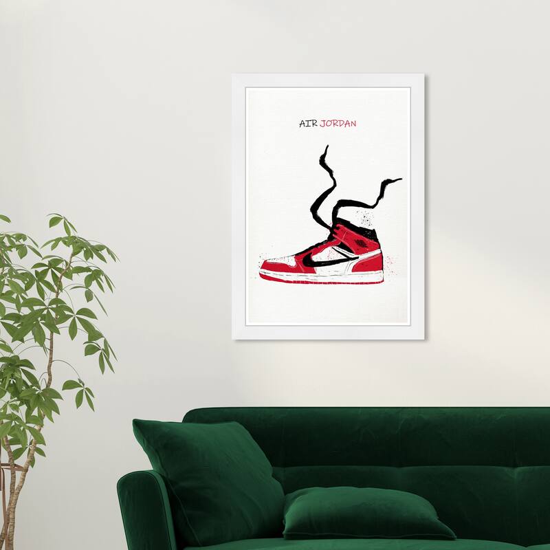 Wynwood Studio Prints Fashion and Glam Air jordan Drawing I Red and Modern & Contemporary Wall Art Canvas Print - White