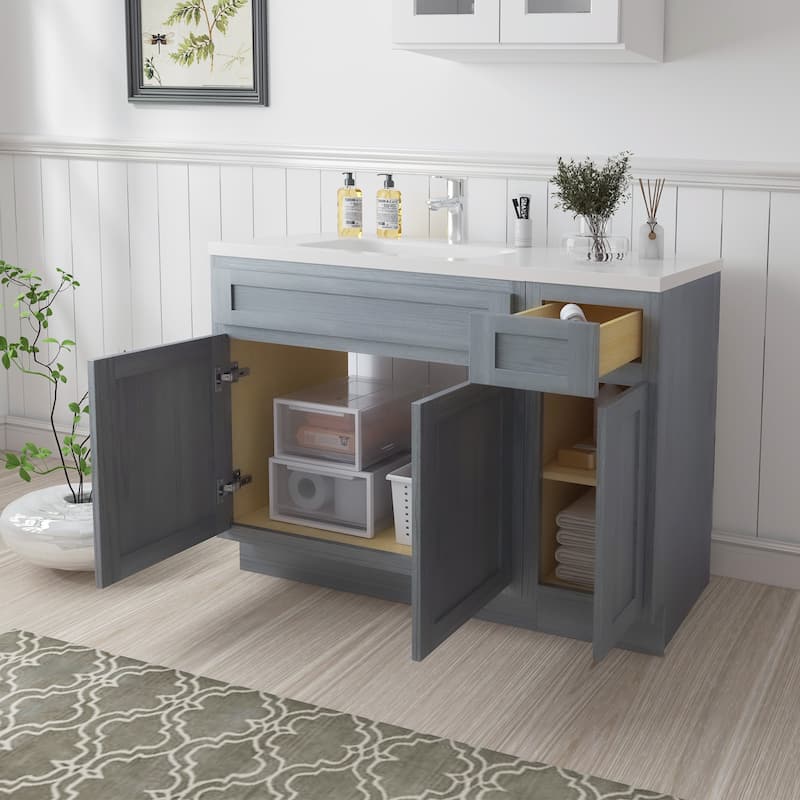 Vanity Art 42" Oak Freestanding Bathroom Vanity Cabinet without Top