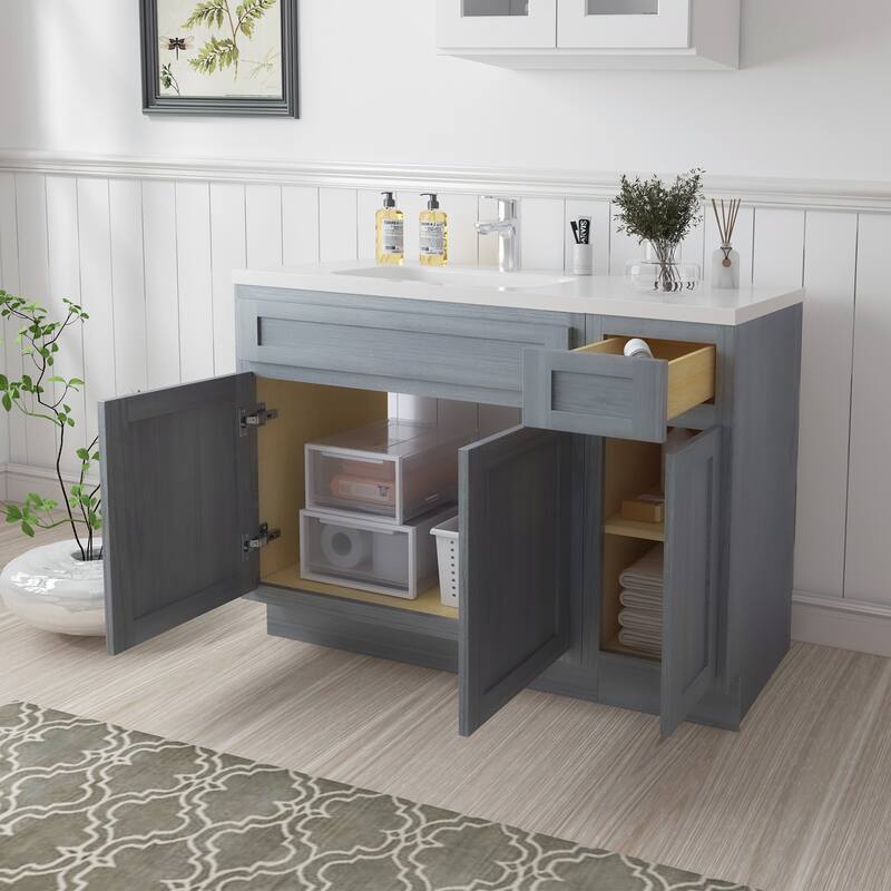 Vanity Art 51" Oak Freestanding Bathroom Vanity Cabinet without Top