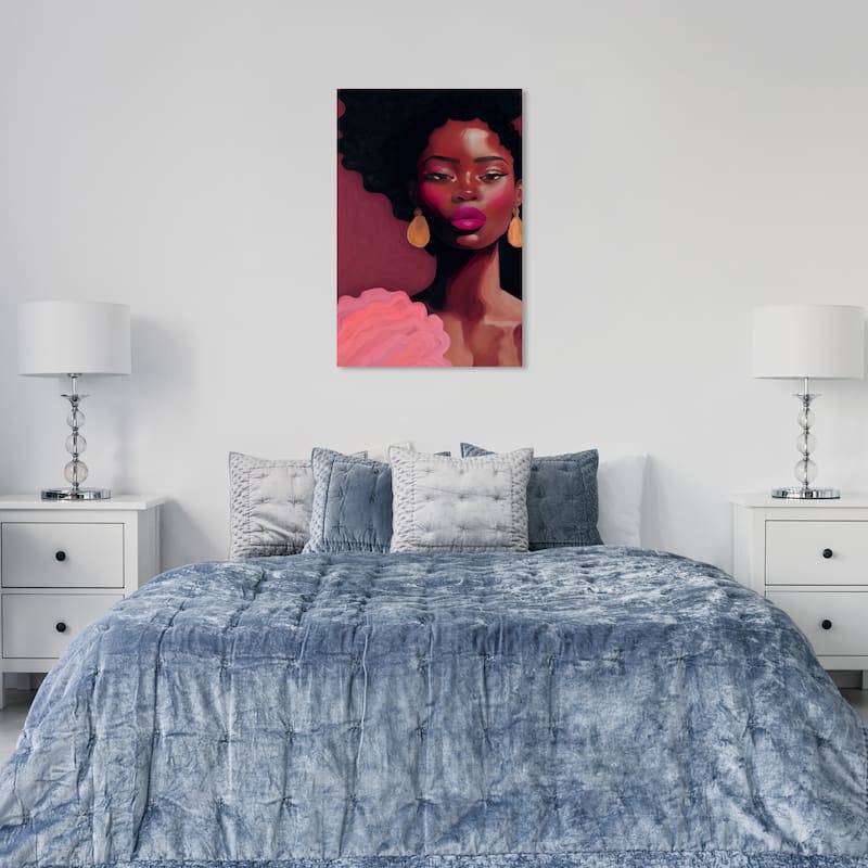 Wynwood Studio Fashion and Glam Cosmopolitan Lady II Pink and Maroon Tropical Wall Art Canvas Print - 36 x 24