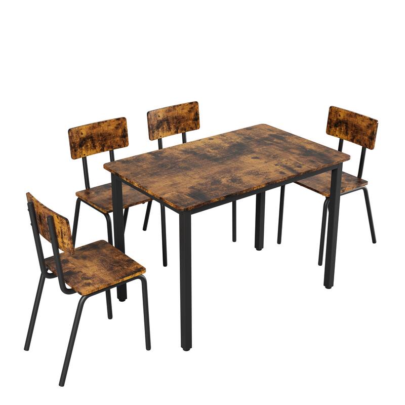 Modern 5-Piece Dining Set for Small Spaces - 43" Table with 4 Chairs, Sturdy Metal Frame & Easy-to-Clean MDF Surface