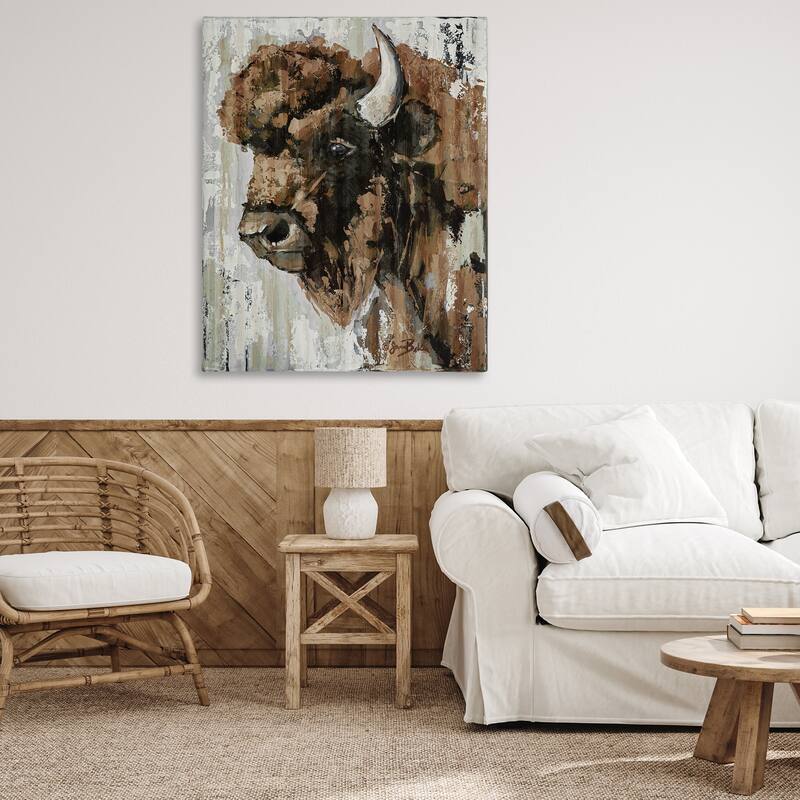Stupell Abstract Bison Visage Canvas Wall Art Design By Sara Baker