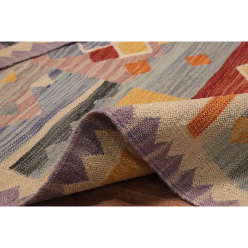 Hand Woven Oriental 100% Wool Carpet Southwestern Tribal Multi-Colored Kilim Area Rug - 4' 11'' X 3' 1''