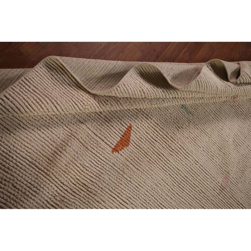 Ivory Palace Size Moroccan Oriental Area Rug Hand-Knotted Wool Carpet - 11'10"x 18'7"