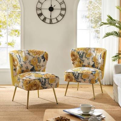 Almira Contemporary Upholstered Armless Side Chair with Tufted Back Set of 2 by HULALA HOME