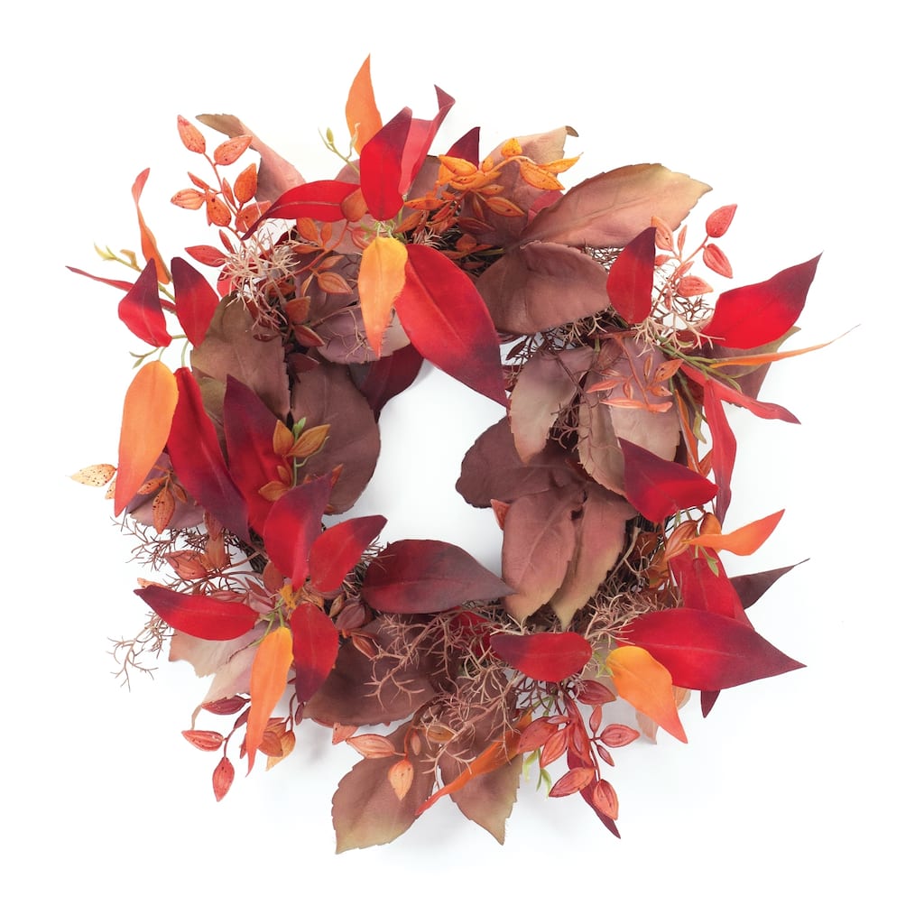 Mixed Foliage Fall Harvest Artificial Wreath, 19-Inch