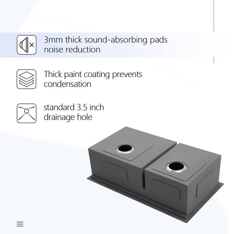30-inch Undermount Kitchen Sink Low Divide Double Bowl 50/50 Prep Workstation Sink 16 Gauge Stainless Steel Kitchen Sink Basin