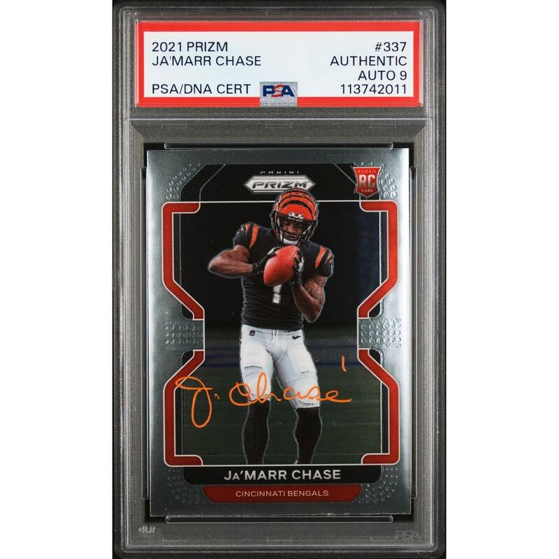 Ja'Marr Chase 2021 Panini Prizm Signed Rookie Card #337 Auto Graded PSA 9 742011 - 8' x 11'