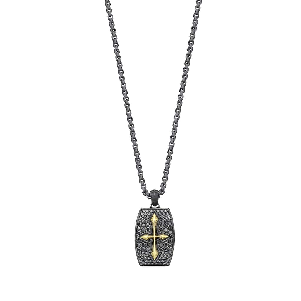 EFFY Men's 925 Sterling Silver Black Spinel Pendant Necklace