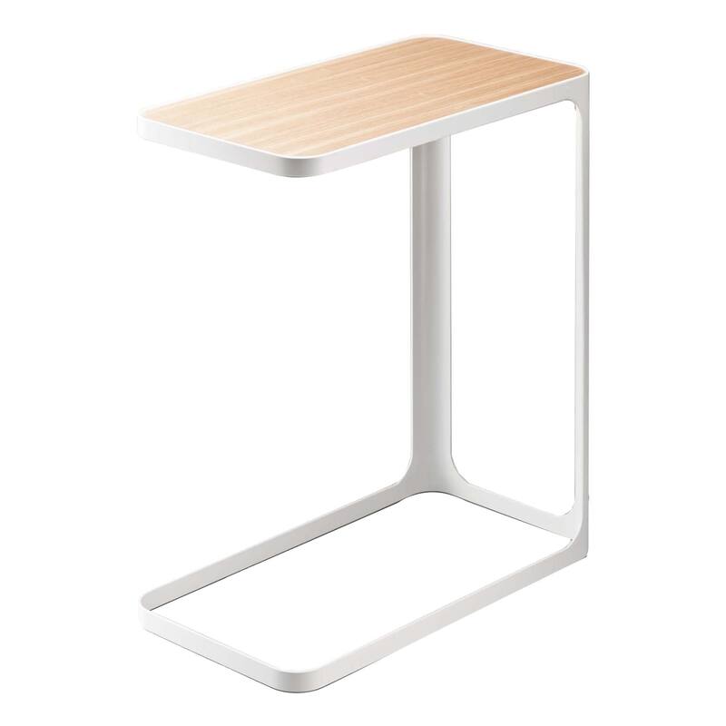 Yamazaki Home C Side Table, Steel, Holds 22 lbs, No Assembly - L 17.72 x W 9.45 x H 20.47 inches - White