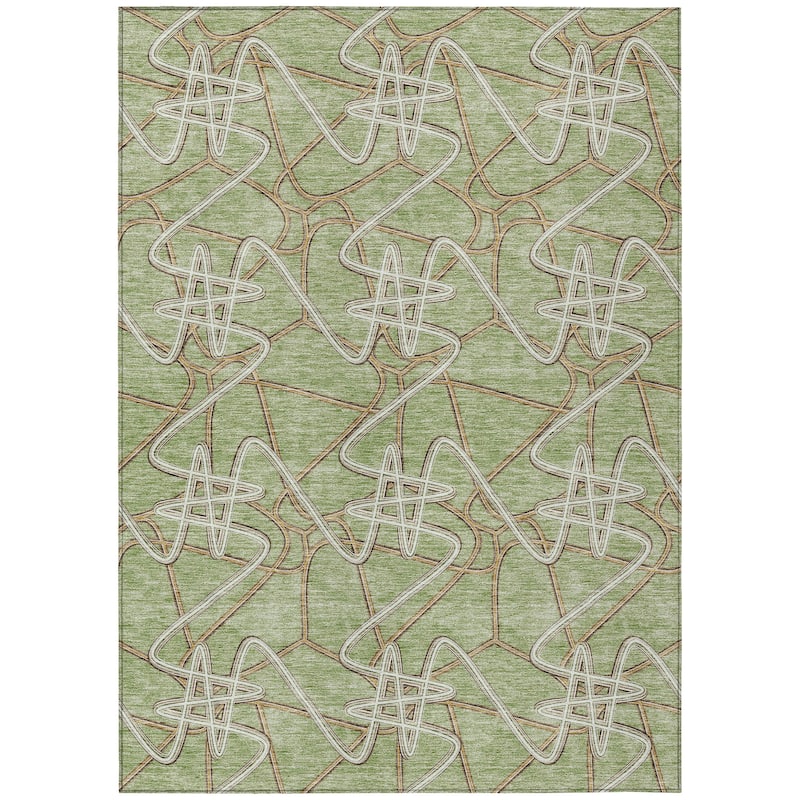 Machine Washable Indoor/ Outdoor Contemporary Links Chantille Rug