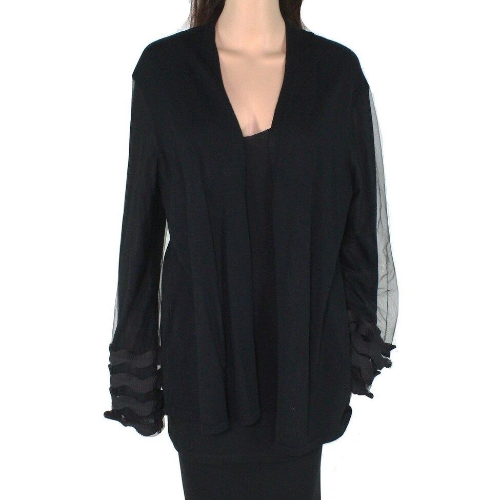 Alfani Women's Sweater Black Size Large L Cardigan Open Front Mesh Alfani Women's Sweater Black Size Large L Cardigan Open Front Mesh