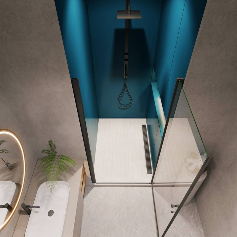 Semi-Frameless Pivot Shower Door with Tempered Glass