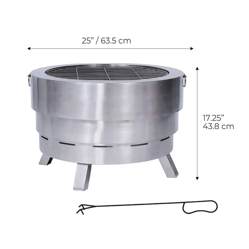 Teamson Home Felix 25" Outdoor Collapsible Wood Burning Fire Pit