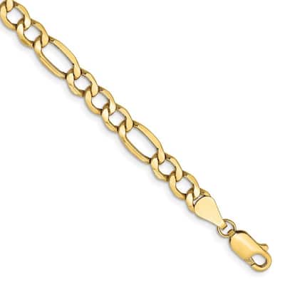 Curata 14k Yellow Gold 5.75mm Semi Solid Figaro Chain Bracelet Options: 7" 8"